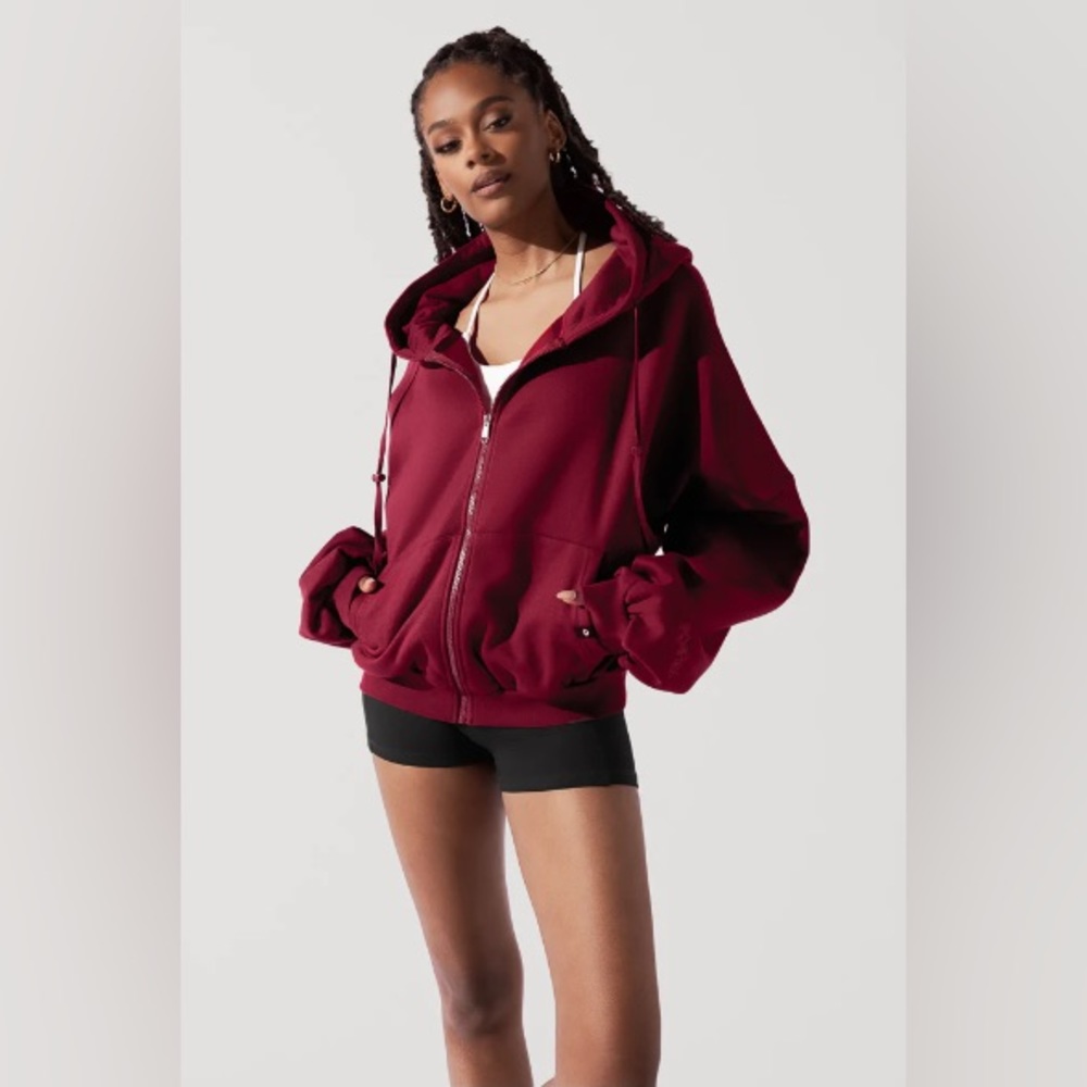 Popflex Zip Cloud Hoodie - Crimson